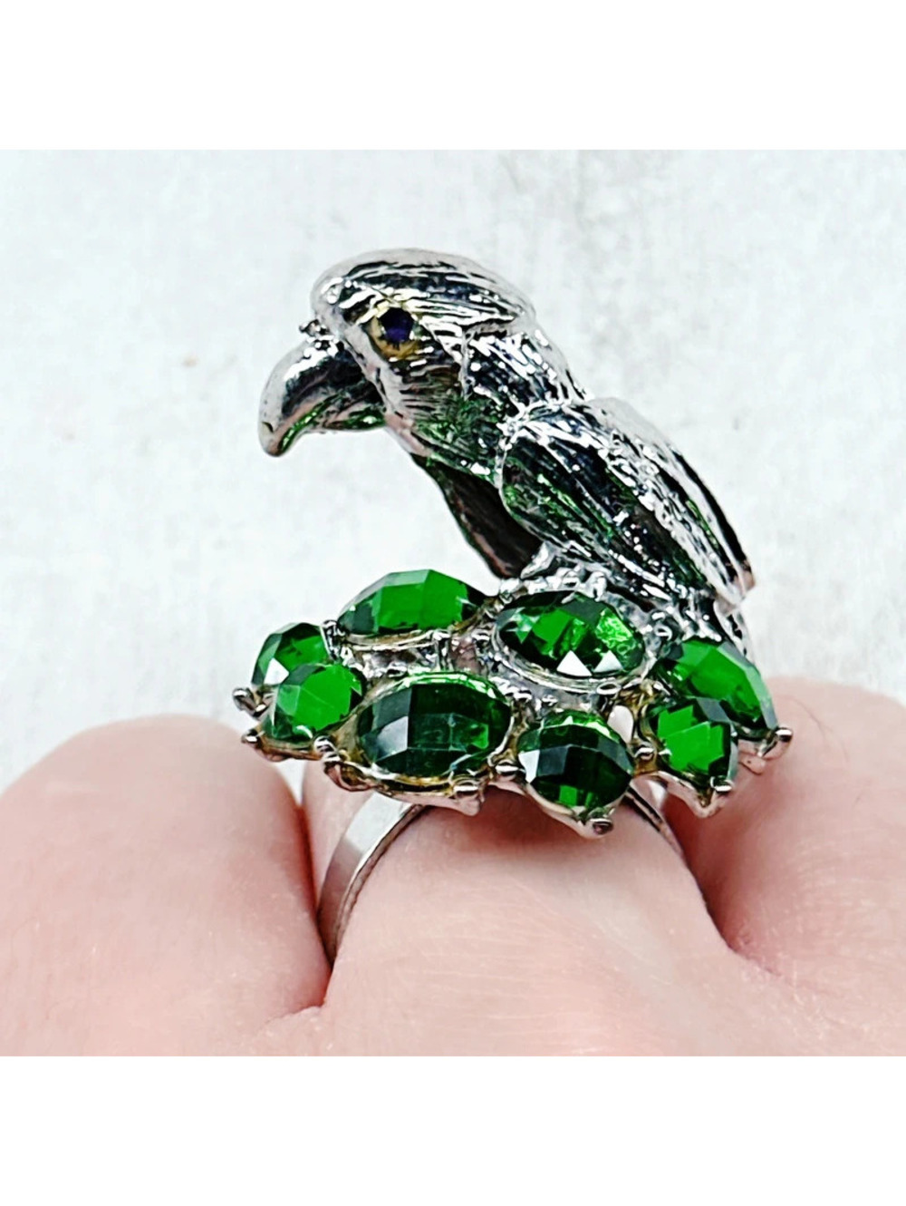 3099mc. Green Bling Bird Ring Adjustable